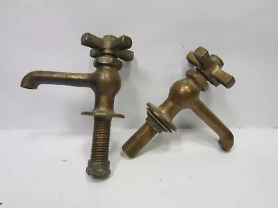 Vintage Federal Huber Co. Brass Rest Area Or Park Style Spring Loaded Faucets • $49.99