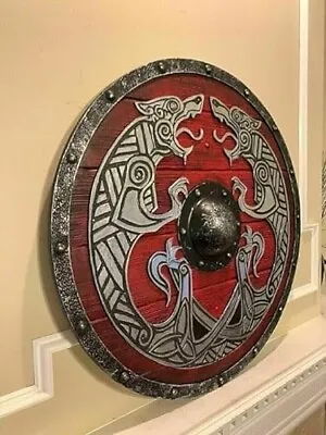 NEW Medieval Shield Viking Shield 30  Wooden Shield Heavy Metal Fitted Handmade • $95