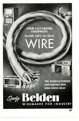 QST Ham Radio Magazine Print Ad For Belden Wire  Wiremaker For Industry (2/1955) • $11.14