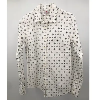 J. Crew Haberdashery White Blue Diamond Print Button Down Shirt Size S • $22