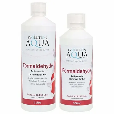 £5.99 • Buy Evolution Aqua Formaldehyde 500ml & 1L Parasite Pond Treatment For Koi Gold Fish