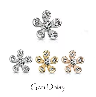 £5.99 • Buy Gem Dermal Anchor Top - Gem Daisy - Micro Microdermal Head Surface Piercing