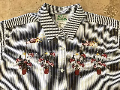 Quacker Factory Striped Patriotic Embroidered Short Shirt Womens Size 1X • $29.99