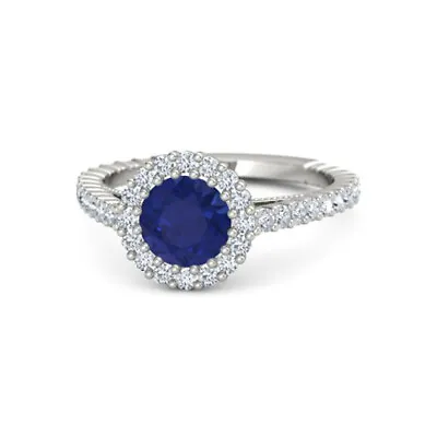 £2526.37 • Buy 950 Platinum 2.15 Ct Real Sapphire Gemstone Diamond Engagement Ring Size L M N O