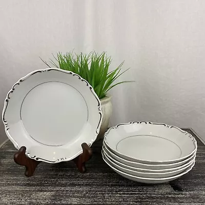 Ucagco Embassy White & Platinum Japanese China Set Of 6 Salad Bowls • $46.99