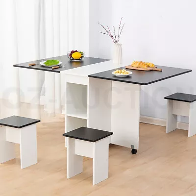 $249.95 • Buy Dining Table And Chair 5 Piece Multifunctional Foldable Furniture White & Black