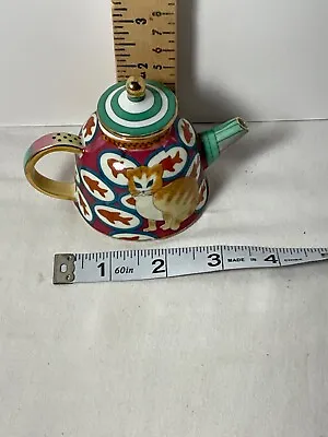 Vivian Chan 2001 Miniature Teapot Cat And Fish Design • $9