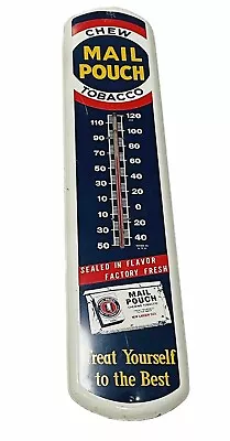 Vintage Mail Pouch Chew Tobacco Thermometer WORKS Advertising 38in Metal Sign • $226.97