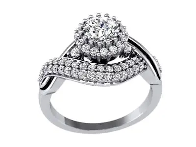 £1393.61 • Buy SI1 G 1.15 Ct Round Diamond Designer Solitaire Anniversary Ring 14K White Gold