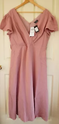 MISSING BELT! City Chic Plus Size XS /14 Dress Midi Pink A-line Linen Blend • $19.99