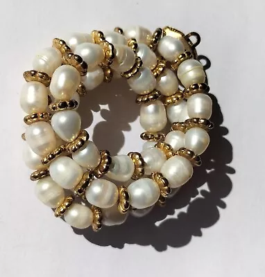 Vintage Baroque Natural Freshwater Pearl Choker Necklace 46cm 44g Gold Plated • $18.18