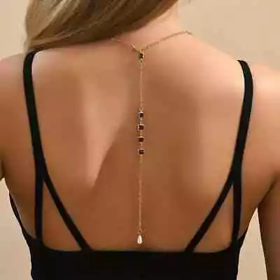 Elegant Geometric Crystal Back And Front Chain Necklace For Women Gold • $15.94