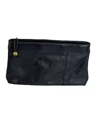 Vintage MARLO Black Leather Purse Clutch Bag 11”L X 6”H • $19.99