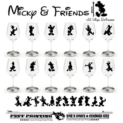 £2.99 • Buy X12 Micky & Friends Vinyl Stickers Wine Glass Craft Home Party Gift Decor  