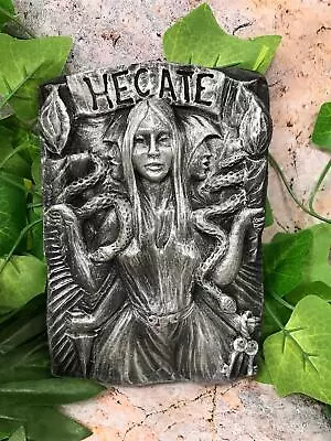 Greek Goddess Of Magic Hekate Silver Hecate Wall Plaque Pagan Wiccan Sculpture • £19.95