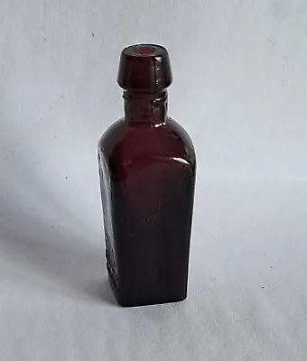 Vintage 5.5cm Straubmüller's Tree Of Life Elixir Glass Bottle: Amethyst Colour • £6