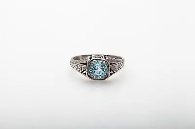 Estate ORANGE BLOSSOM 1.50ct Natural Aquamarine Sterling Silver Mens Band Ring • $100