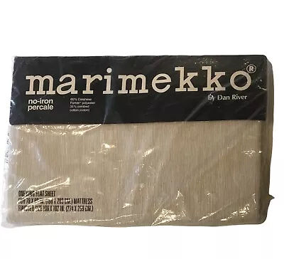 New Marimekko King Flat Sheet Dan River Vintage Mod Retro Comb Stripe Beige NIP • $45