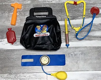 Vintage Fisher Price 1987 Doctor Black Bag Toy Kit Needles Stethoscope Medical • $31.49