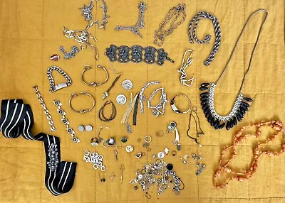 Vintage JEWELLERY Estate Collection Findings Bits N Pieces Silver Gold Crystals • $35
