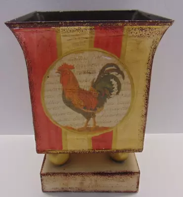 Tin Metal Farm House Country Rustic Rooster Chicken Planter Inside/Outside • $20