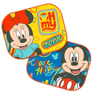 2 X MICKEY & MINNIE Sunshades Kids Baby Children Car Window Sun Shades UV Mesh • £6.99