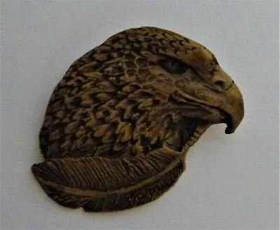 Handcrafted Porcelain Eagle Head Pin ~ Mardon Ware Inc ~ Signed Marnie 1993 ~vtg • $2