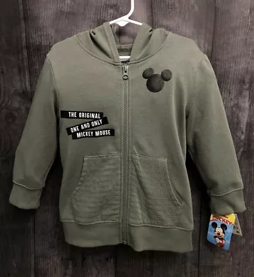 NWT! Boys' Mickey Mouse Mickey Tape Zipper Hooded Fleece Jacket (Green) Size 4T • $29.95