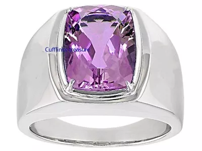Natural Amethyst Gemstone With  925 Sterling Silver Ring For Men's  #044 • $90.25