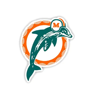 1980 - 1996 Old Miami Dolphins Logo Retro Vintage Sticker Decal Car NFL Football • $4.59