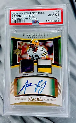 PSA 10 UD Exquisite Collection 2005 Aaron Rodgers RC Jsy Patch Auto #’d /199 RPA • $39999.99
