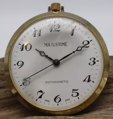 MAJESTIME E355 SELF-WIND POCKET WATCH 42.4mm OVERWOUND FOR REPAIR (BB) • $29.95