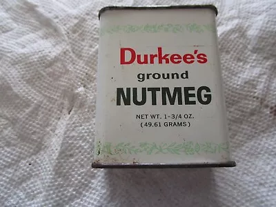 Vintage Durkee's Ground Nutmeg Tin 1 3/4 OZ.  Durkee Famous Foods • $7.50