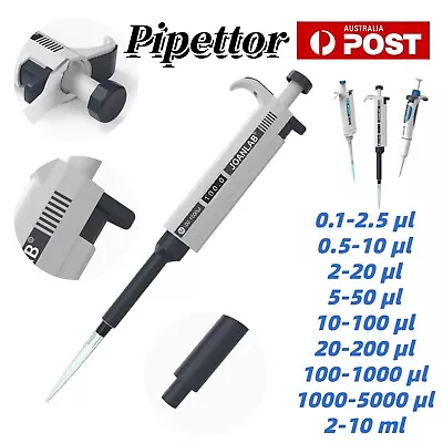 0.1μl-10ml Single Channel Pipette Adjustable Pipettor Lab Liquid Micropipette AU • $25.72