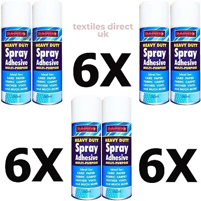 Heavy Duty Adhesive Glue Spray For All Fabric Carpet Multi Purpose 6 X 200ML • £16.90