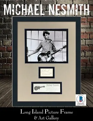 Michael Nesmith The Monkees Signed Cut Card Photograph Custom Framed Beckett • $395