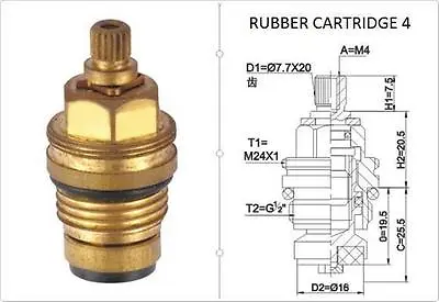 Replacement Brass 7.7mm X 20 Rubber Tap Cartridge Valves Rc4 Gland Insert - Each • £6.99
