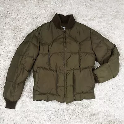 Vintage Schott Goose Down Jacket Size M Brown Quilted Puffer Western USA • $79