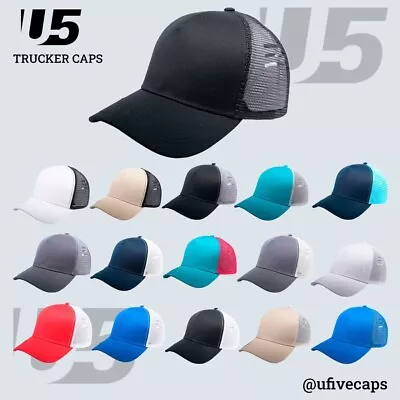 Trucker Cap Classic Fit Cap One Size Adjustable Mesh Hat Plain Blank • $10.65