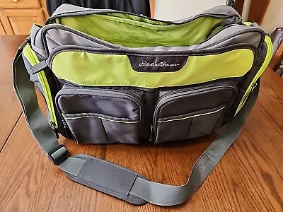 Eddie Bauer Diaper Bag Unisex Gray Green Adjustable Strap Multi-Pocket Insulated • $14.99