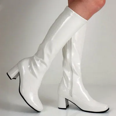 £25 • Buy White Go Go GoGo Ladies Mens Retro Boots Womens Knee High Boots 60s 70s Siz 3-12