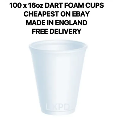 £16.95 • Buy Dart 16oz Cups FOam Disposable Polystyrene X 100 Offer Tea Coffee Hot Cold Cheap