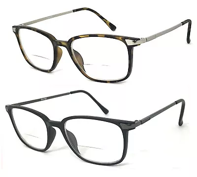 1 Or 2 Pairs Retro Square Matte Frame Mens Womens Bifocal Reading Glasses • $9.99