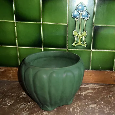 Antique ZANESVILLE - Arts & Crafts - Matte Green Stoneware Vase #0 - C1925 • $79