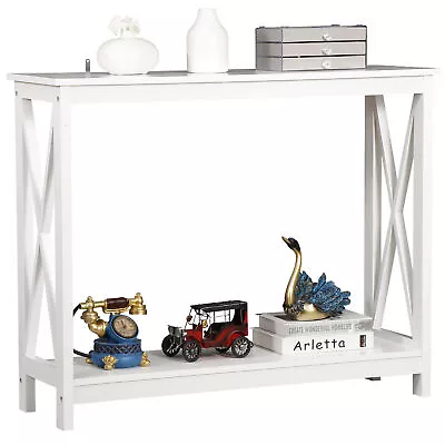 Console Table Entryway Storage Shelf Entry Modern Farm Accent Sofa Table White • $53.58