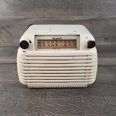 Vintage Sentinel 284-1 Art Deco Tube Radio 1940s Bakelite Radio White Rare Works • $674.95