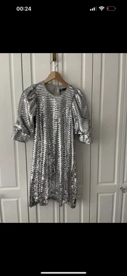 £12.10 • Buy Ladies Zara Silver Sequin Mini Dress Size XS Brand New
