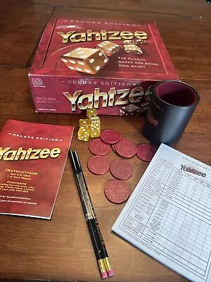 1997 Milton Bradley Deluxe Edition YAHTZEE Gold Dice Score Pad CIB Complete • $23.99