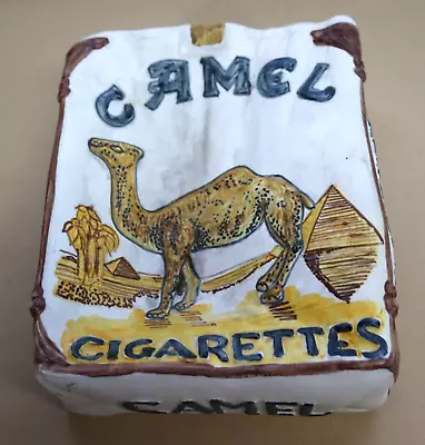 VINTAGE HORCHOW CAMEL CIGARETTES CRUMPLED PACK CERAMIC ASHTRAY ASH TRAY 8x6x3  • $135