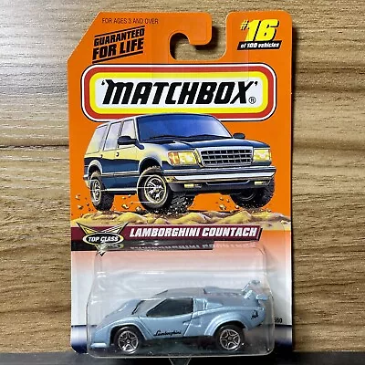 Matchbox #16 Lamborghini Countach Silver Blue Top Class Series 1999 New On Card • $3.99